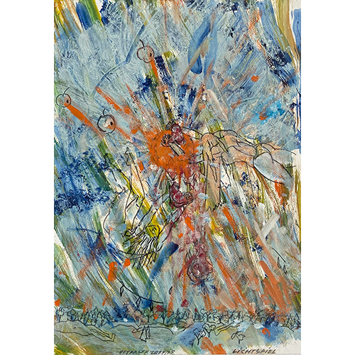 Lichtspiel, 2024/25 Mischtechnik auf Karton signiert, datiert, bezeichnet  44 x 31,5 cm / mit Rahmen 68,5 x 54,5 cm