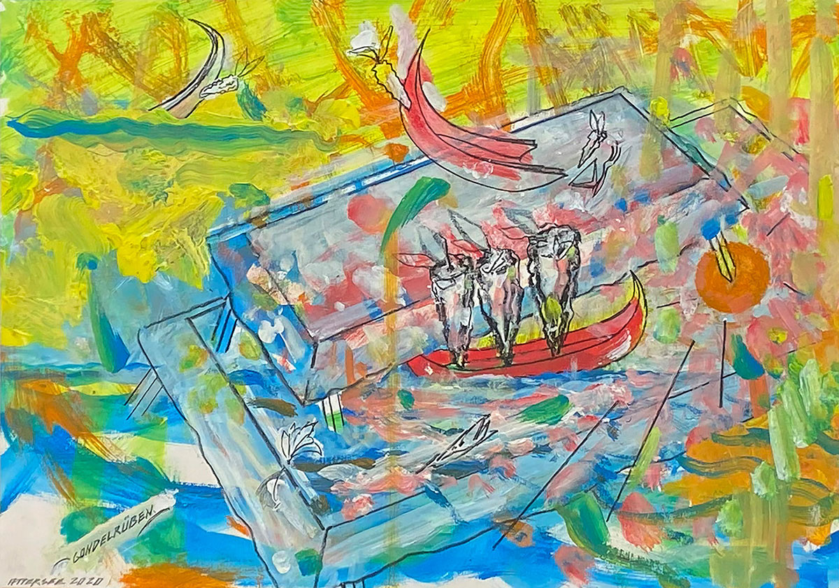 Gondelrüben, 2020 Mischtechnik auf Karton signiert, datiert, bezeichnet  44 x 31 cm / mit Rahmen 57 x 54 cm