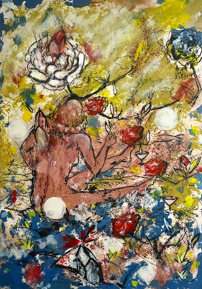 Das Rosendorf, 2002 Radierung, Auflage: 95 signiert, nummeriert 31,5 x 44 cm / mit Rahmen 54 x 70 cm