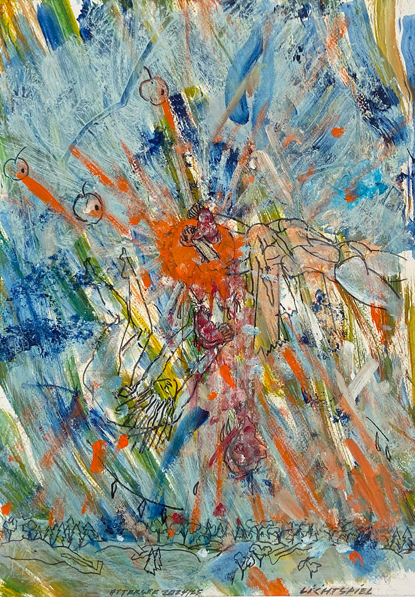 Lichtspiel, 2024/25 Mischtechnik auf Karton signiert, datiert, bezeichnet  44 x 31,5 cm / mit Rahmen 68,5 x 54,5 cm