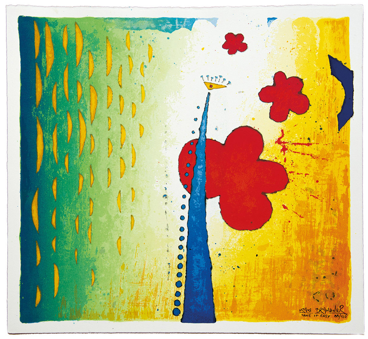 Take it easy Serigrafie Größe mit Rahmen 69 x 66 cm