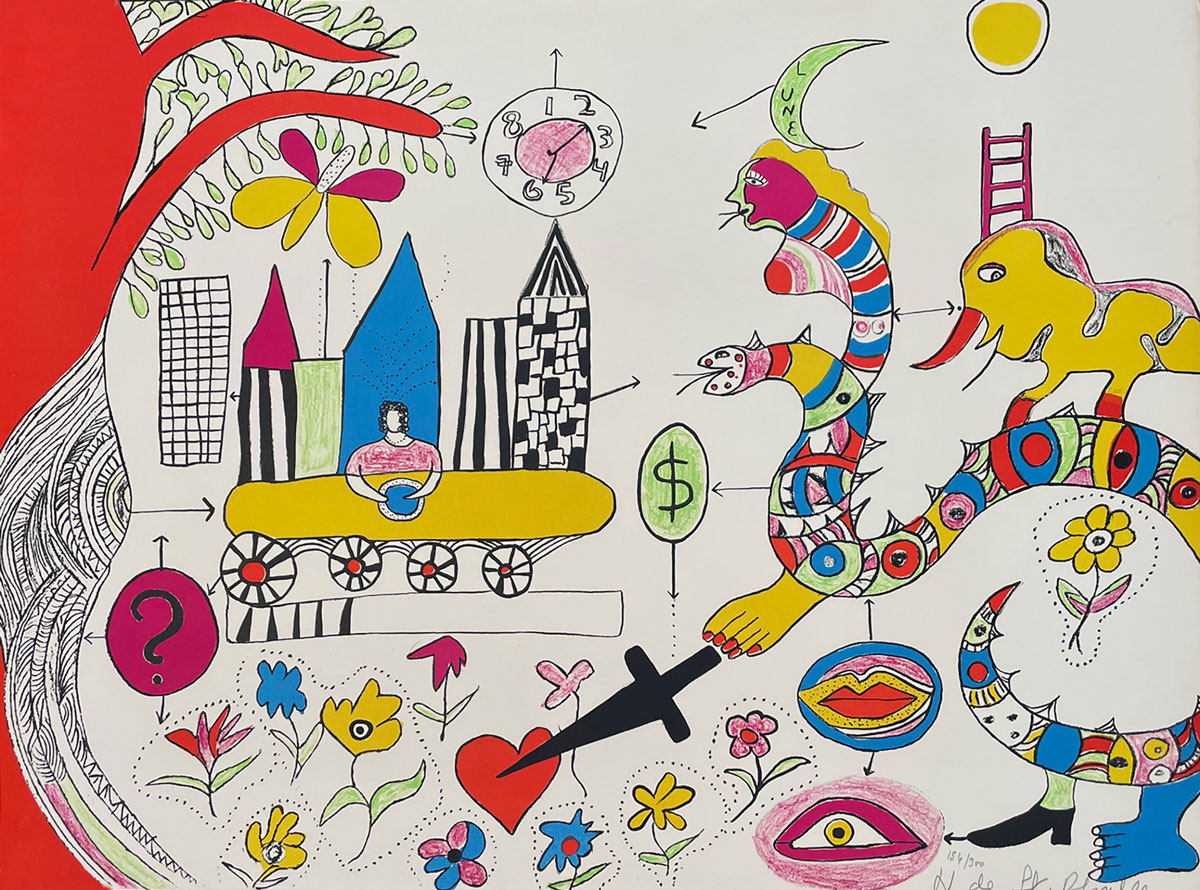 « Rêve d'une jeune fille" (Traum eines jungen Mädchens), 1972 Lithografie auf Arches Velin Edition: 300, Nummer: 154 signiert, nummeriert 65 x 48 cm, mit Rahmen 82 x 67 cm Verleger: Galerie Putman Druckerei: Clot, Bramsen & Georges (Paris) Katalog: [Chenivesse Nr. 9]