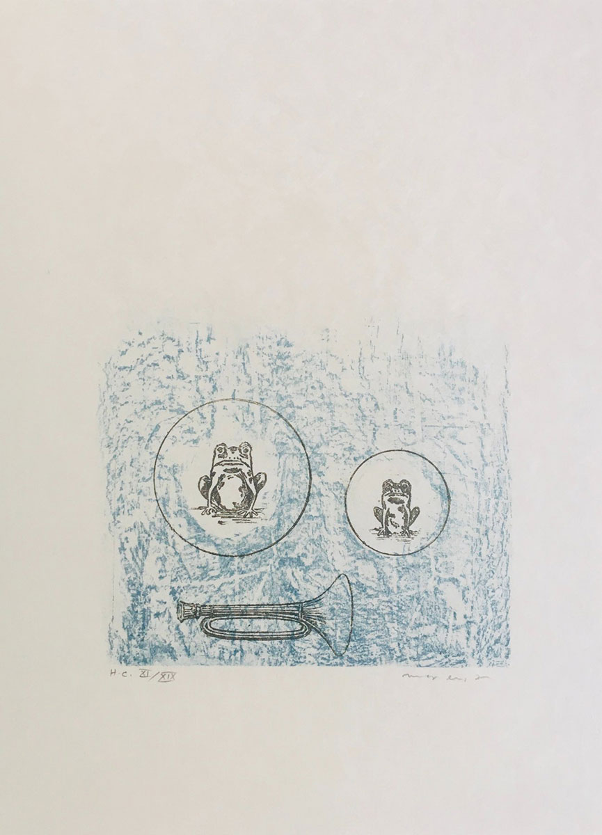 Georges Ribemont-Dessaignes: La ballade du soldat / XXVII, 1972 Farblithografie auf Japanpapier Edition 79 + XIX AP, Nummer IX/XIX signiert und nummeriert Bild: 38 x 27,5 , mit Rahmen: 47 x 57 cm