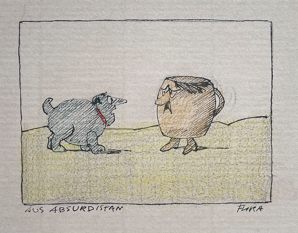 Aus Absurdistan, 2007  Unikat, Tuschefederzeichnung auf Papier 14 x 12 cm / 35 x 36 cm, mit Rahmen signiert, datiert, bezeichnet 