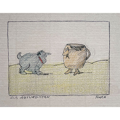 Flora Aus Absurdistan, 2007 Unikat, Tuschefederzeichnung auf Papier 14 x 12 cm / 35 x 36 cm, mit Rahmen signiert, datiert, bezeichnet 