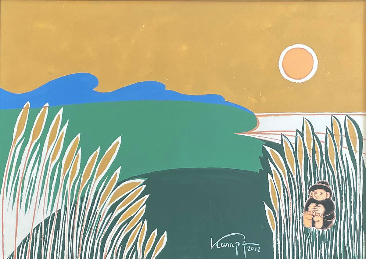 Blaugrüne Wellen, 2012 Gouache auf Papier signiert Darstellungsgröße: 26 x 36 cm Größe mit Rahmen: 43,5 x 52,5 cm