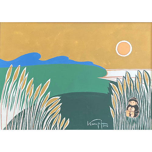 Blaugrüne Wellen, 2012 Gouache auf Papier signiert Darstellungsgröße: 26 x 36 cm Größe mit Rahmen: 43,5 x 52,5 cm