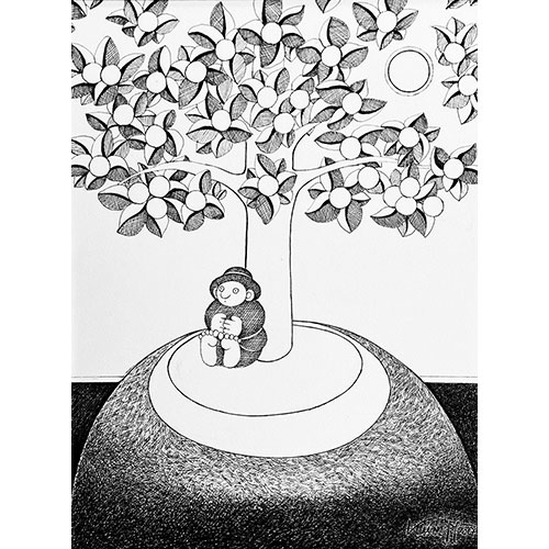 Exotische Früchte, 2017 Tusche auf Papier signiert Inventarnummer: Z482 Darstellungsgröße: 40 x 30 cm Größe mit Rahmen: 62,5 x 51,5 cm
