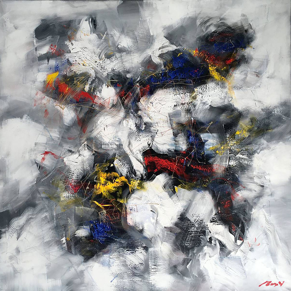Madjid Rahnavardkar Modern I Acryl auf Leinwand Original, signiert Bildgröße: 120 x 110 cm