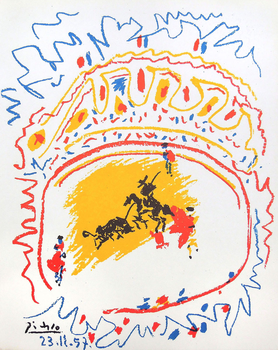 La Petite Corrida, 1976 aus Hommage à Pablo Picasso Farb-Lithografie In der Platte signiert und datiert: Picasso, 23. II. 57 Blattgröße: 31 x 23,5 cm Verlag Kunstkreis Luzern/Stuttgart 1976