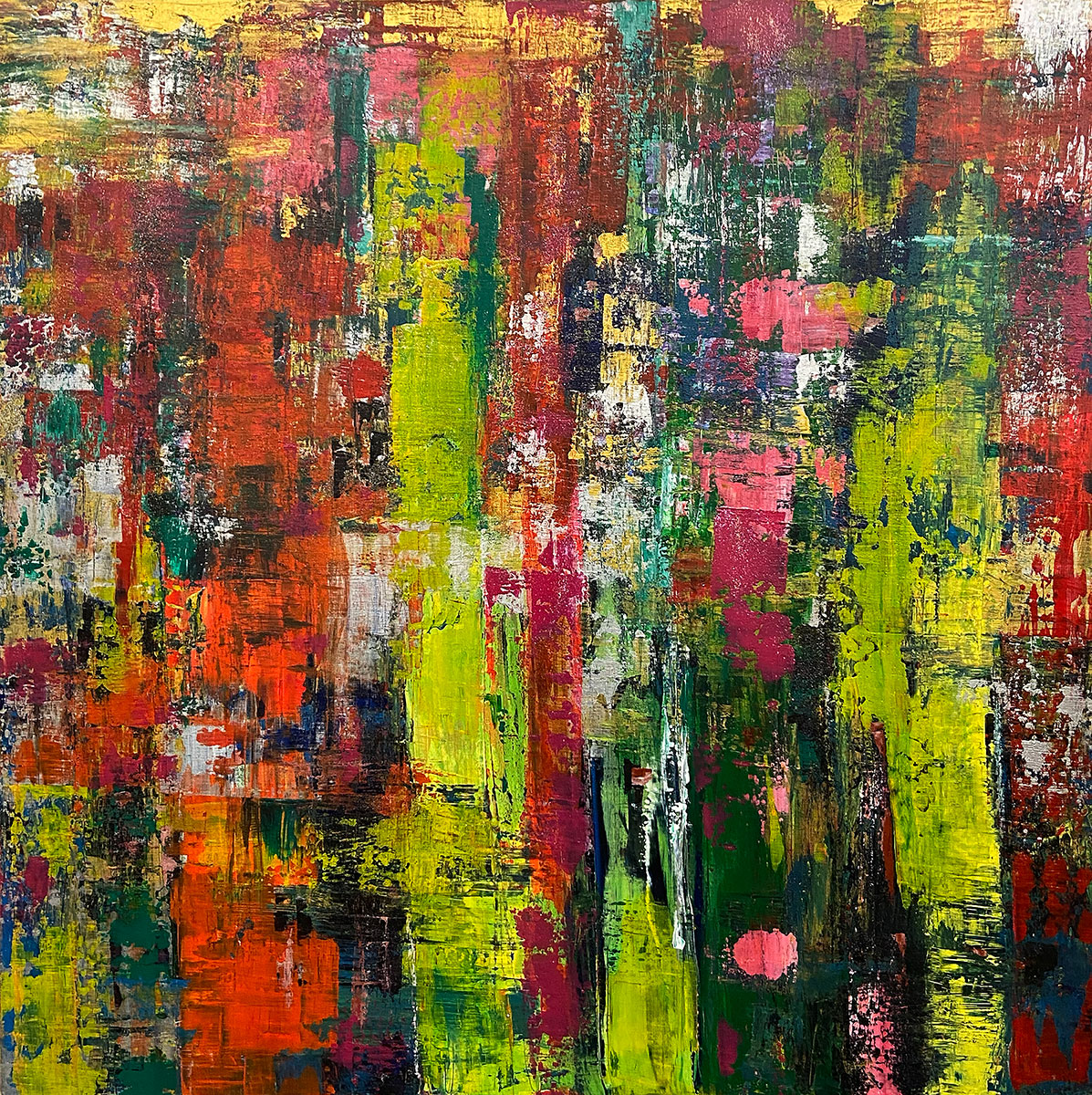 Pruß Khadija, ohne Titel,  Original, Mischtechnik auf Leinwand mit Glitzereffekt, Handsigniert auf der Rückseite, Größe: 100 x 100 cm