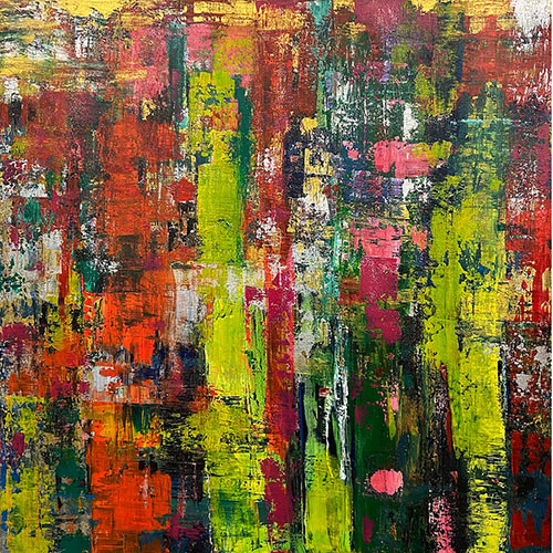 Pruß Khadija, ohne Titel,  Original, Mischtechnik auf Leinwand mit Glitzereffekt, Handsigniert auf der Rückseite, Größe: 100 x 100 cm