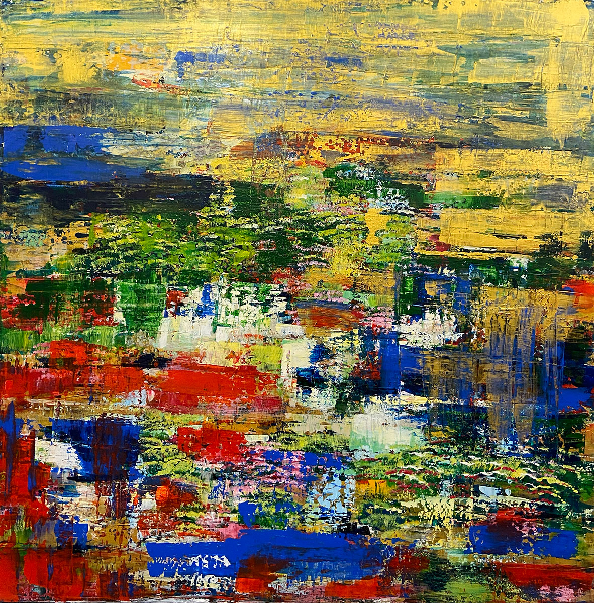 Pruß Khadija, ohne Titel,  Original, Mischtechnik auf Leinwand mit Glitzereffekt, Handsigniert auf der Rückseite, Größe: 100 x 100 cm