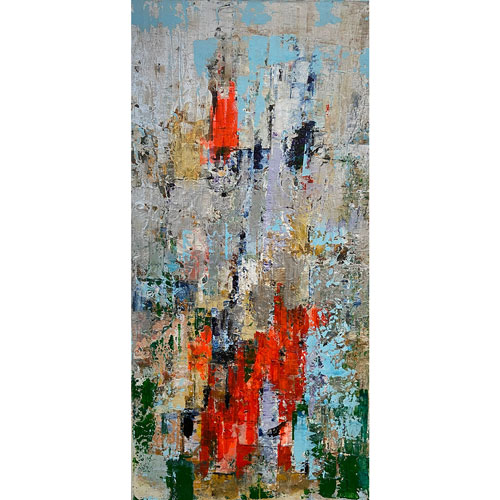 Pruß Khadija, ohne Titel, Original Mischtechnik auf Leinwand mit Glitzereffekt, Handsigniert auf der Rückseite, Größe: 40 x 80 cm