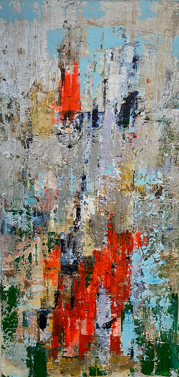 Pruß Khadija, ohne Titel, Original Mischtechnik auf Leinwand mit Glitzereffekt, Handsigniert auf der Rückseite, Größe: 40 x 80 cm