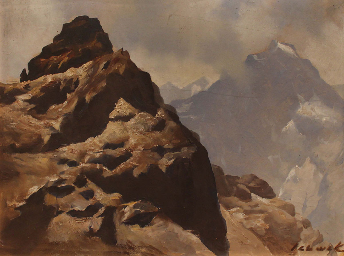 Franz Schwetz, Pferscher Ttribulaun – Goldkappel, Ölbild, Bildgröße: 33,5 x 44,5 cm, gerahmt 40,5 x 52, signiert