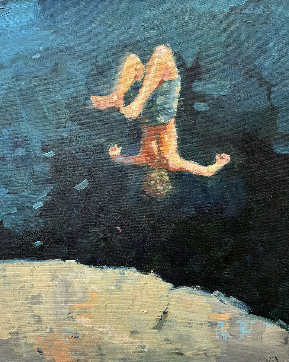Viktors Svikis, Springer aus der Serie summer vibes, 2026 Öl auf Leinwand Keilrahmen gespannt 50,5 x 60 cm