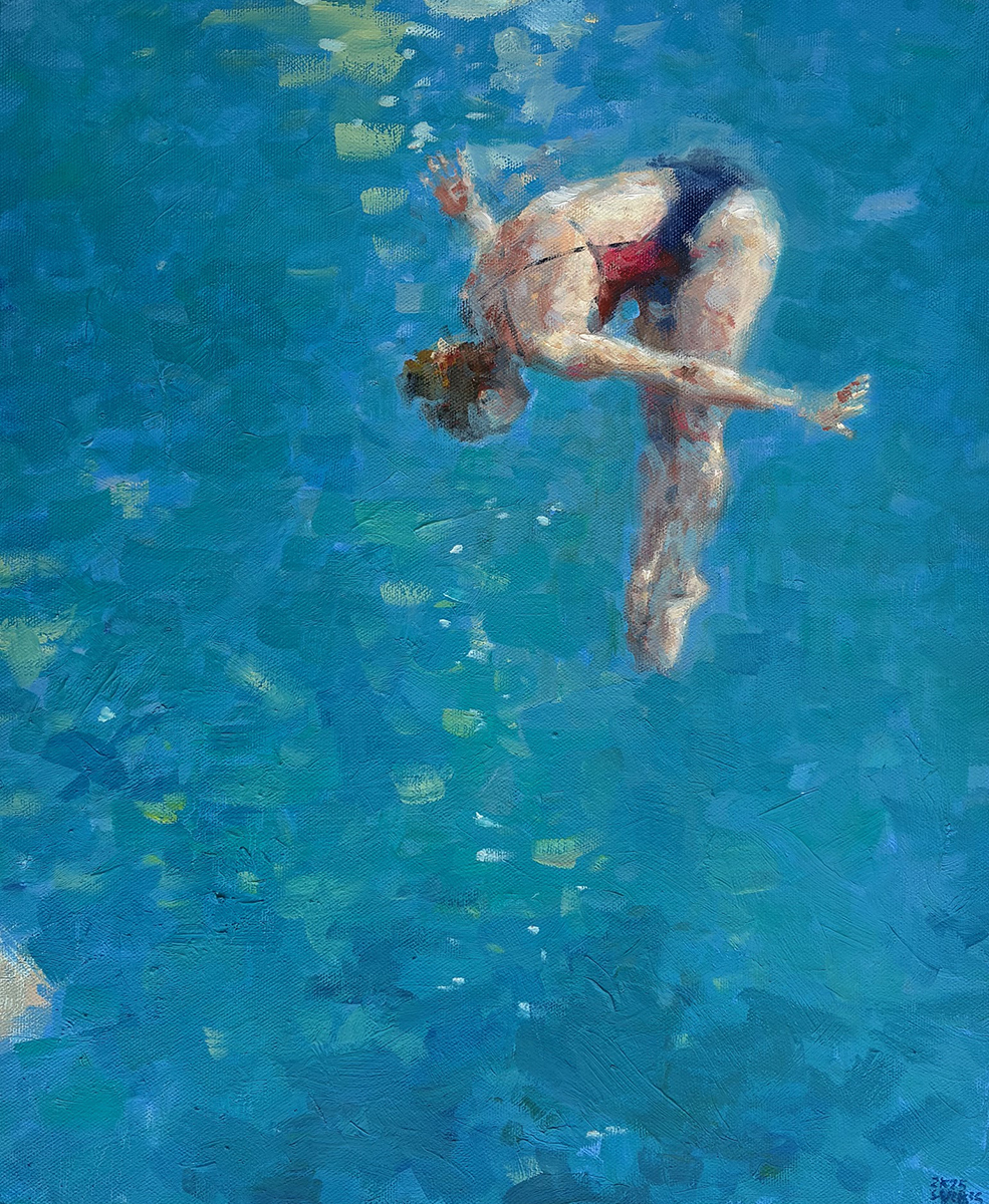 Köpfler aus der Serie summer vibes, 2026 Öl auf Leinwand Keilrahmen gespannt 47 x 56 cm 