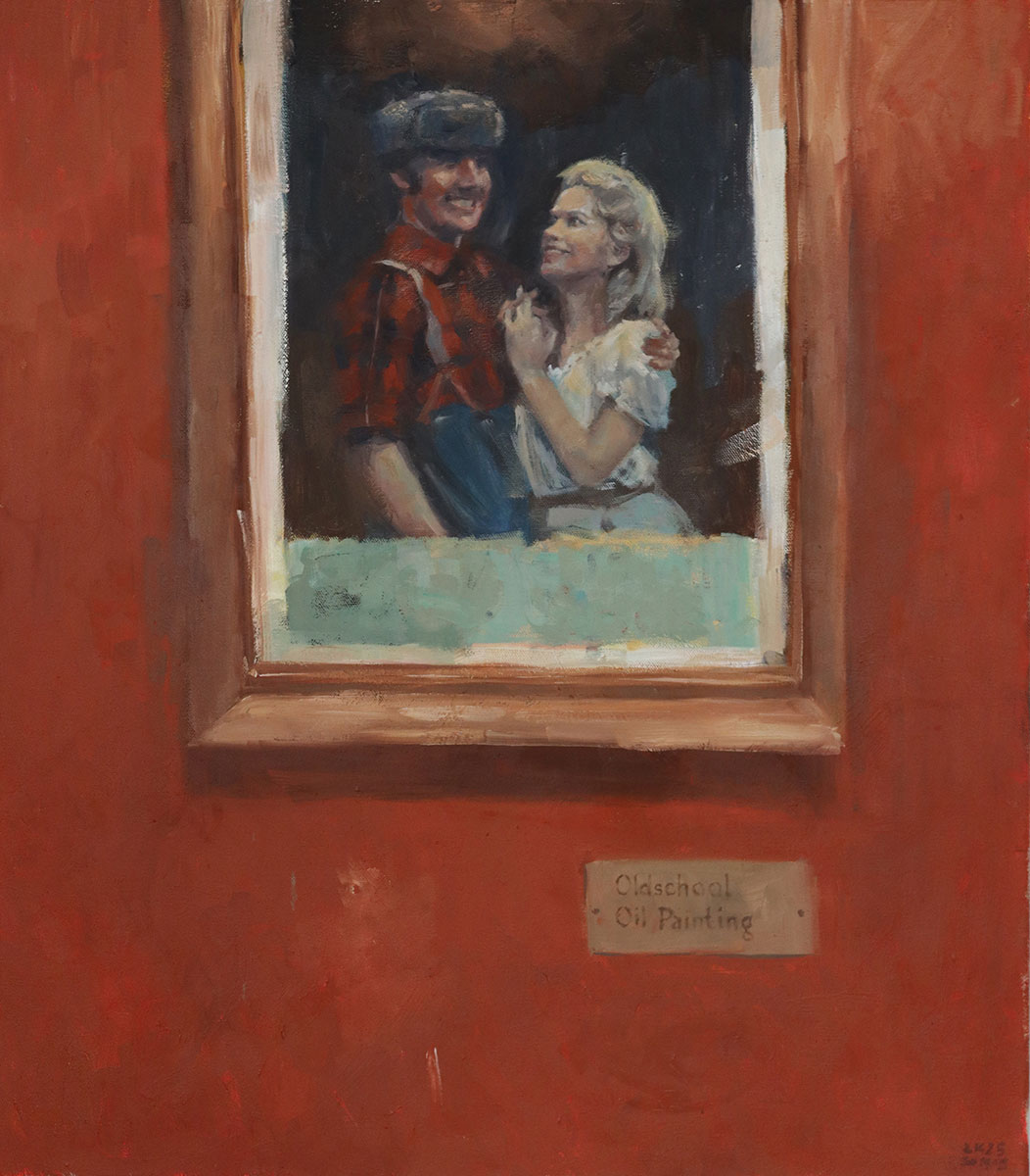 Viktors Svikis, Old School, 2025,  Öl auf Leinwand, 80 x 70 cm