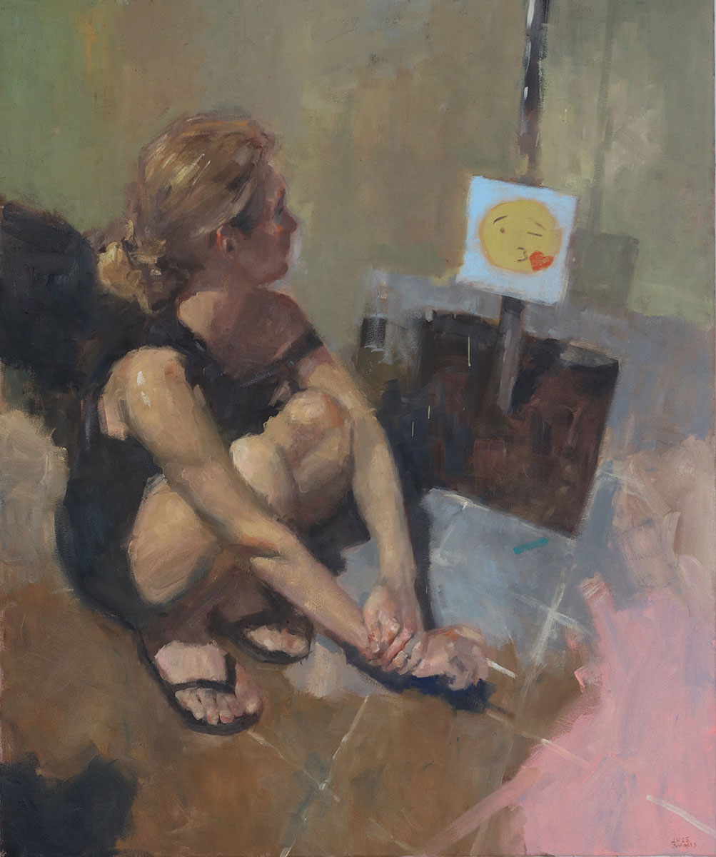 Viktors Svikis, what's up?, 2025, Öl auf Leinwand, 120 x 100 cm