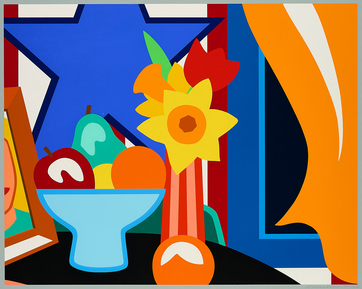 Still Life with Blowing Curtain (Yellow), 1999 Farbserigrafie auf Karton Auflage 100, Nummer 56 signiert, nummeriert Bild 89,5 x 76 cm, mit Rahmen 100 x 84 cm Hrsg..: Tom Wesselmann and Sandro Rumney / Art of This Century